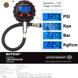 DIYCO Model D5 - Elite Series - Digital Tire Pressure Gauge with Offset Dual Foot Chuck for Dually RV Truck - diycopro.com